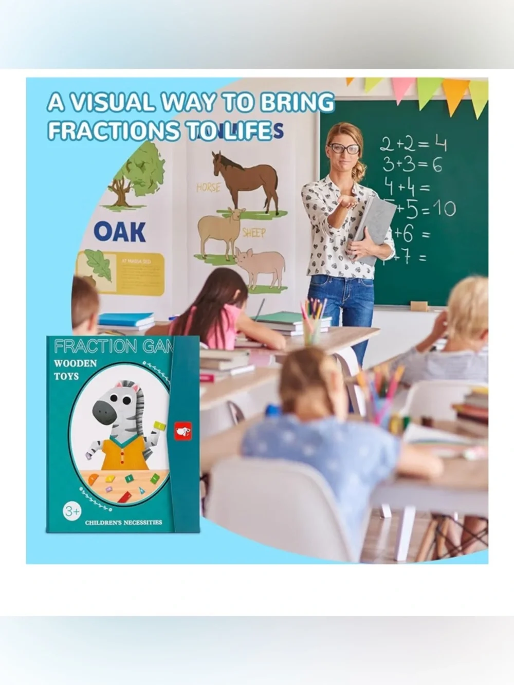 NEW Magnetic Fraction Demonstration Book Educational Puzzle Magnet Set *open*